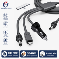 Cable 3 en 1 Premium para Starlink Mini, 10 Pies/3 Metros, USB-C DC, Cable de Alimentación Impermeable y Adaptador para Encendedor de Cigarrillos, Accesorios para Starlink Mini