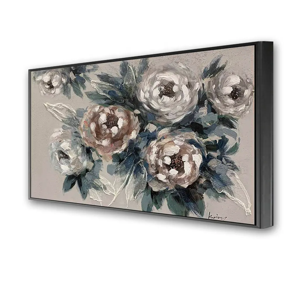 100% Hand Painted Canvas Art Blooming Flowers Oil Painting 3D Texture