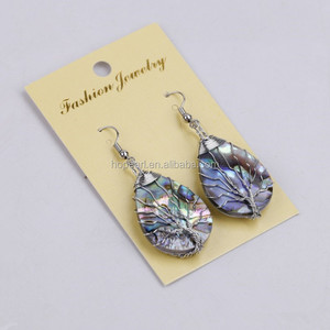 MOP225 Tree of Life Ciondola Gli <span class=keywords><strong>Orecchini</strong></span> Abalone Teardrop Shell A Mano Filo Avvolto Orecchino di Goccia - Product Image 2