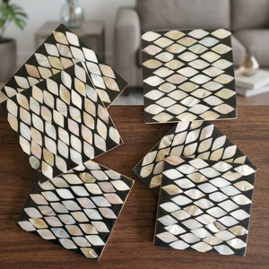 Posavasos con Incrustaciones de Hueso en Forma Rectangular con Diseño de Estrella, en Caja, de Alta Calidad, Ecológicos y Modernos - Product Image 3