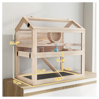 Hábitat de Madera de 3 Niveles de Alta Calidad para Mascotas Pequeñas, Impermeable, con Rueda de Ejercicio, Refugio, Rampas y Bandeja Extraíble