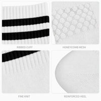 Chaussettes de sport en coton à logo personnalisé pour hommes, vente en gros, tricotées, rayées, respirantes, séchage rapide
