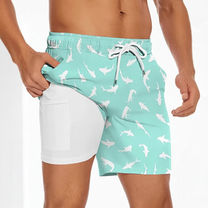 Short de plage professionnel à haute élasticité 100% coton pour homme, motif solide à séchage rapide, style décontracté, sources chaudes - Product Image 1