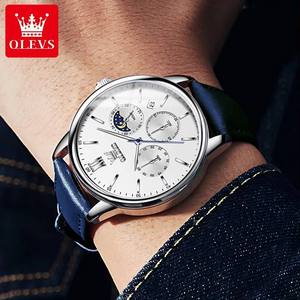 2922 Nuevo Reloj Cronógrafo de Cuarzo para Hombre con Fase Lunar, Calendario, Correa de Cuero, Reloj de Pulsera Original a Prueba de Agua, Reloj de Moda - Product Image 5