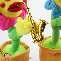 Shake Tone Tournesol Électrique Enchantant, Jouet en Peluche Interactif Chantant et Dansant avec Saxophone