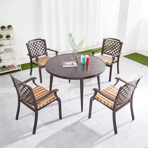 Venta al por mayor de aluminio fundido dia.<span class=keywords><strong>120</strong></span> <span class=keywords><strong>cm</strong></span> mesa redonda y sillas para comedor Cafetería Restaurante muebles de jardín al aire libre - Product Image 2