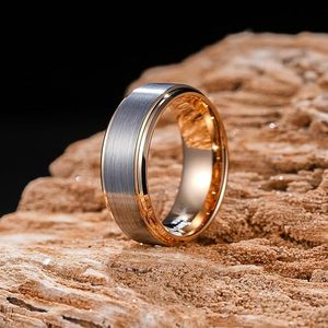 Thời Trang Cưới Vàng/Bạc/Đen/Bule Nhẫn 8Mm Bước Cạnh Tungsten Nhẫn Mens Phụ Nữ Vài Wed Hứa Nhẫn Set - Product Image 5