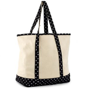 Custom Logo 100% Cotton Large Capacity <b>Canvas</b> <b>Tote</b> Bag Zipper Closure Foldable Design Crossbody Option Silk Screen Printed bag - Product Image 2