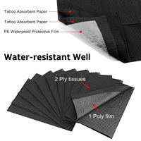50 pièces/paquet Lingettes nettoyantes pour tatouage noires jetables Bavettes de piercing dentaire jetables Feuilles imperméables en papier Accessoires de tatouage