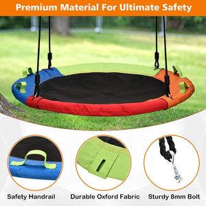 Kids <b>Hanging</b> Saucer Swing with UV Resistance Waterproof Coating Durable Waterproof Oxford Cloth Tree Swing for <b>Garden</b> - Product Image 2