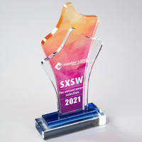 Trophée en cristal en forme de fleur avec gravure laser 3D créative, impression UV, trophée en cristal pour les récompenses annuelles des employés d'entreprise