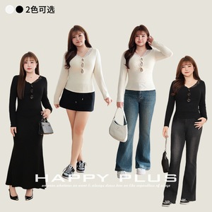 Happy Plus Knotted <b>Lace</b> V Neck Long Sleeve <b>Top</b> <b>Black</b> Plus Size Women's Blouse N9137 - Product Image 5