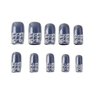 500Pcs/Bag Nail art Glaze full Curved Acrylic Artificial ABS French press on nails