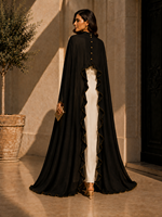 Robe Abaya Dubaï pour femmes, design marocain modeste et magnifique, perles, ensemble 2 pièces, Jalabiya avec châle à volants en mousseline de soie de qualité supérieure