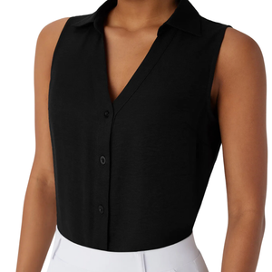 2025 Primavera Verano nuevo chaleco de botón de solapa de Color sólido para camisa de mujer frontal informal - Product Image 4