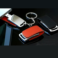 Flashdisk USB Logam Tipe Flip dengan Casing Kulit PU, Pilihan Warna Beragam, Logo Custom, Pendrive untuk Promosi Grosir Premium