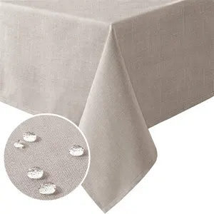 亚麻纹理桌布矩形实心桌布柔软厚织物无皱纹防溢防水桌布