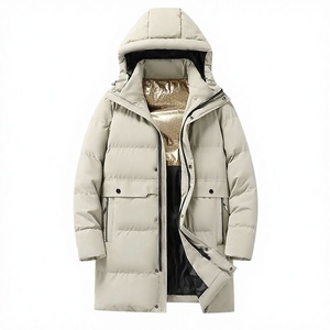 Parka d'hiver pour homme 7XL, imperméable, à fermeture éclair, décontractée, longue, épaisse, chaude, à capuche, avec chauffage au graphène, rembourrée en polyester, couleur unie - Product Image 2