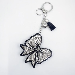 New Creative Bling Rhinestones <b>Studded</b> Bow Keychain With Tassel for Car Keys <b>Bag</b> Charm Pendant Sparkling Bow Keyring Accessories - Product Image 2