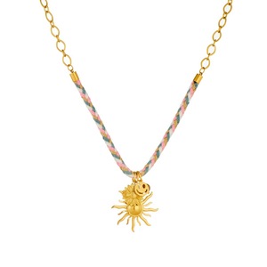 Fashionable Colorful Rope Chain Gold Plated Sunflower Pendant Necklace For Gift - Product Image 5