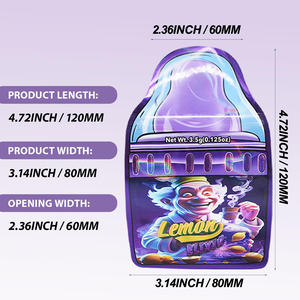 Sacs Mylar personnalisés à impression numérique, découpés sur mesure, de forme irrégulière, en plastique, avec fermeture éclair, pour 3,5g, 7g, 14g - Product Image 2