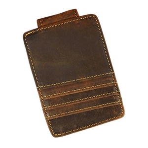 Tarjetero de Cuero Genuino Estilo Crazy Horse Boshiho con Clip para Billetes y Protección RFID, Tarjetero Magnético - Product Image 6