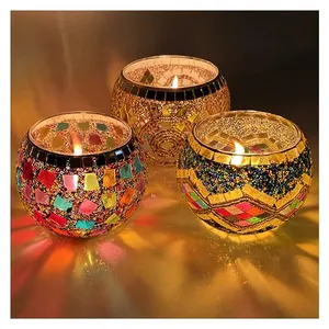 Amz i più venduti bellezze di vetro colorato fatte a mano per decorazioni rustiche per feste a casa Diwali portacandele votivo in mosaico Tealight