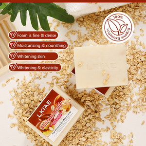 Leche fresca orgánica y manteca de karité, limpieza de belleza, equilibrio, hidratante, exfoliante, blanqueamiento, jabón de <span class=keywords><strong>avena</strong></span> hecho a mano para piel seca - Product Image 5