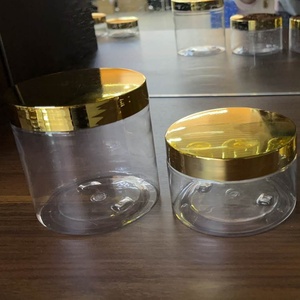 HOT SALE in Africa 16oz 500ml Luxury Gold Lid Cosmetic Packaging Amber Black clear White Hair <b>Oil</b> Plastic Containers <b>Jars</b> - Product Image 1