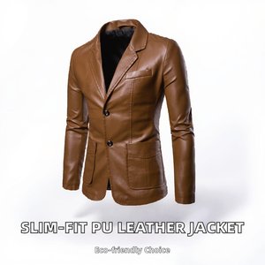 Chaqueta de Invierno Entallada para Hombre, Traje Casual con Cuero PU Recubierto, Diseño Transpirable y Sostenible, Forro de Algodón - Product Image 2