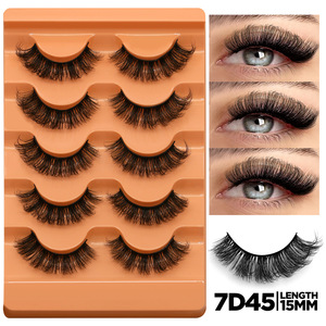 Faux Cils Oeil de Chat 3D Naturels Courbe D Doux Moelleux Croisés 5 Paires Cils <span class=keywords><strong>Manga</strong></span> Effilés Extension de Cils Naturels Maquillage - Product Image 5