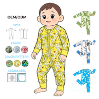 Combinaison bébé en bambou avec fermeture éclair bidirectionnelle, imprimé floral canard en caoutchouc mignon, manches longues, écologique, unisexe, pyjama OEKO-TEX