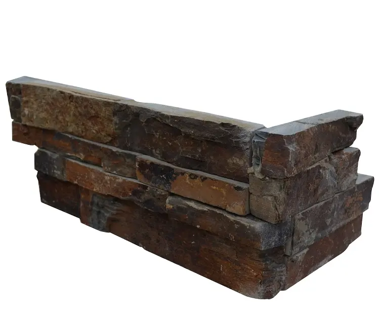 Directo de fábrica pizarra oxidada, Panel de cornisa de piedra de esquina para Panel de pared de revestimiento de Rusty