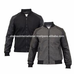 SHEMAX <b>MEN'S</b> BLACK GREY DETROIT WOOL MIX <b>BASEBALL</b> <b>JACKET</b> - Product Image 6