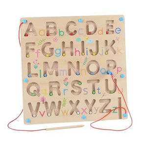 Planche de traçage d'alphabets éducatifs Jouets en bois planche à <span class=keywords><strong>lettres</strong></span> double face Jouet Montessori perles en bois <span class=keywords><strong>Labyrinthe</strong></span> double face pour les enfants - Product Image 1