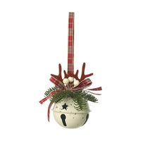 Décorations de Noël : Pendentifs artificiels en fer en forme de pomme de pin et clochette, ornements de voiture, couronnes de baies, mini-couronnes d'eucalyptus