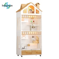 Villa pour chat en bois personnalisable de luxe moderne avec éclairage LED, grande cage intérieure pour animaux de compagnie, maison pour chat chaude et luxueuse, mobilier haut de gamme