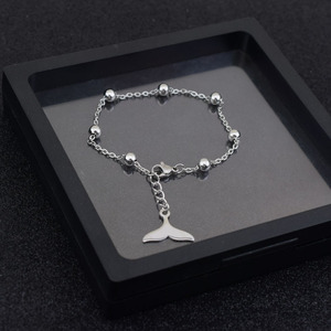 Hot Selling Simple Popular Design Dolphin Tail Pendant Bracelet Titanium Steel Silver Plated Men's Bracelets <b>Fashion</b> Jewelry - Product Image 4