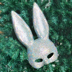 Halloween Pâques <span class=keywords><strong>Carnaval</strong></span> Fête Mascarade Demi <span class=keywords><strong>Visage</strong></span> Femme Lapin Masque Costume Accessoire Taille Unique Noir - Product Image 1