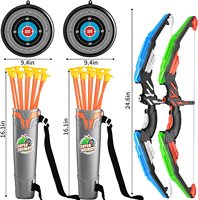 Ensemble de 2 arcs et flèches lumineux LED pour enfants, avec 2 arcs, 20 flèches à ventouses, 2 cibles, 2 carquois, tous en plastique