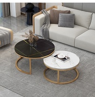 Table basse de luxe au design européen moderne avec plateau en marbre et structure en acier carbone, écologique, haute capacité de charge