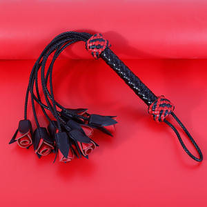 25 INCH Handmade Leather Spanking Whip <b>Rose</b> <b>Flower</b> Paddle Tassels Sexy Whip For Adult - Product Image 2