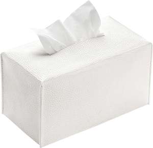 Caja Decorativa Rectangular para Pañuelos, 500 Unidades, de Cuero PU, Organizador para Baño, Coche, Dormitorio, Hotel, Hogar u Oficina, Moderno - Product Image 1