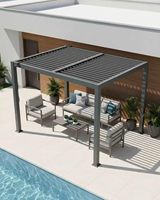 Pergola à lames orientables 10x10 pieds en aluminium, pergola extérieure imperméable avec toit rigide, abri d'ombrage pour patio, cour arrière, terrasse