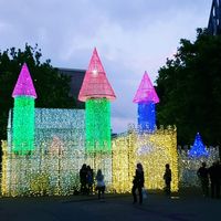 Exquisite LED-Beleuchtung Schloss aufblasbare Struktur Gebäude Ballon haus für Party Event Ornament 220V 90 LED Schneeflocke IP65