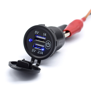 Caricatore USB per Auto con Luce LED, 2 Porte USB, <span class=keywords><strong>Presa</strong></span> di Ricarica Impermeabile per Auto 12v 24v, <span class=keywords><strong>Adattatore</strong></span> di Alimentazione per <span class=keywords><strong>Accendisigari</strong></span> - Product Image 2