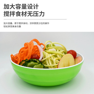 Tazón redondo de plástico bicolor, de gran diámetro, tazón colorido de imitación de cerámica, tazón apto para alimentos para ensaladas de frutas y verduras. - Product Image 4