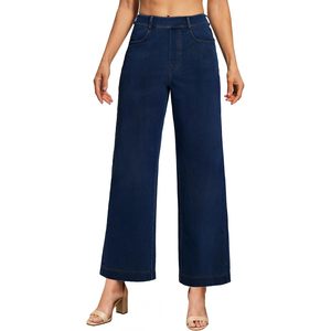 Jeans Anchos de Mujer FOXA, Pantalones de Mezclilla Elásticos de Cintura Alta, Estilo Casual, Largo hasta el Tobillo - Product Image 1