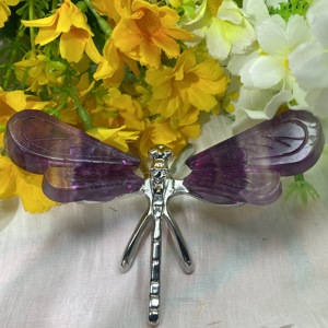 Tinh thể tự nhiên chữa bệnh đá Cánh Đá Quý đầy màu sắc fluorite bướm Khắc Cầu Vồng fluorite chuồn chuồn cho quà tặng - Product Image 4