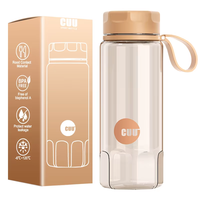 Bouteilles d'eau de sport transparentes Tritan sans BPA, réutilisables, anti-fuite, avec logo personnalisé, 500/630 ml, avec couvercle à corde.